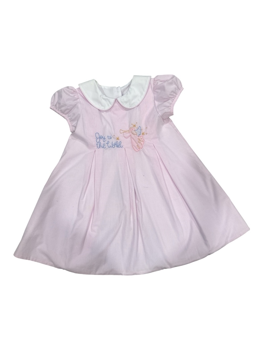 Pink Peter Pan Collar Baby Dress Stitchy Fish - Joy to the World